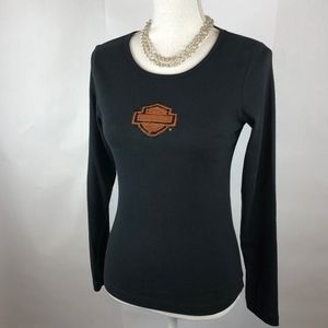 Harley-Davidson top with sequined bar and shield M